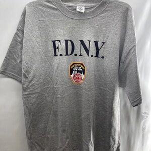 Gildan Ultra cotton TShirt Mens Sz XL Gray With Blue FDNY NYFD LOGO
